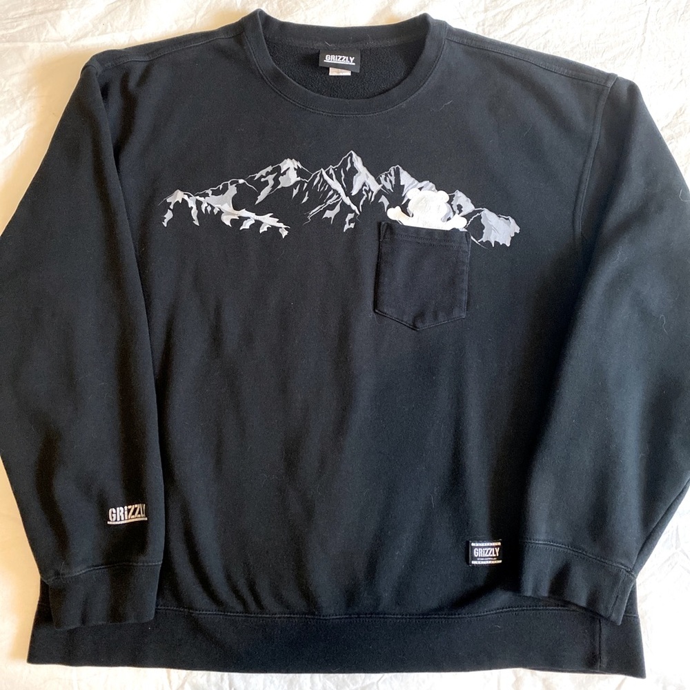 Grizzly Griptape Crew Neck Sweater Mountains Black Men's XL